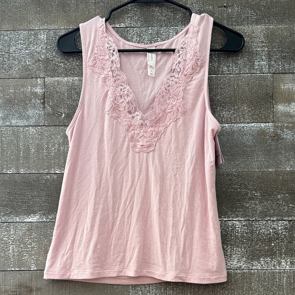 Auden Light Pink Lace‎ Sleepwear Tank Top, M